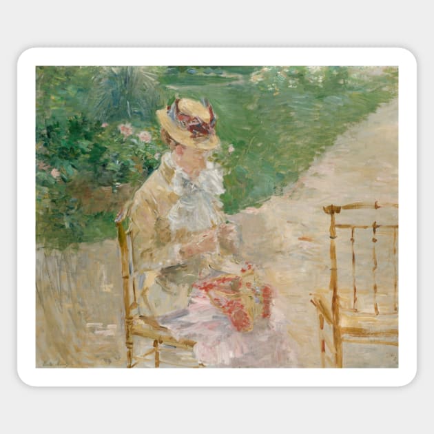 Young Woman Knitting by Berthe Morisot Sticker by Classic Art Stall